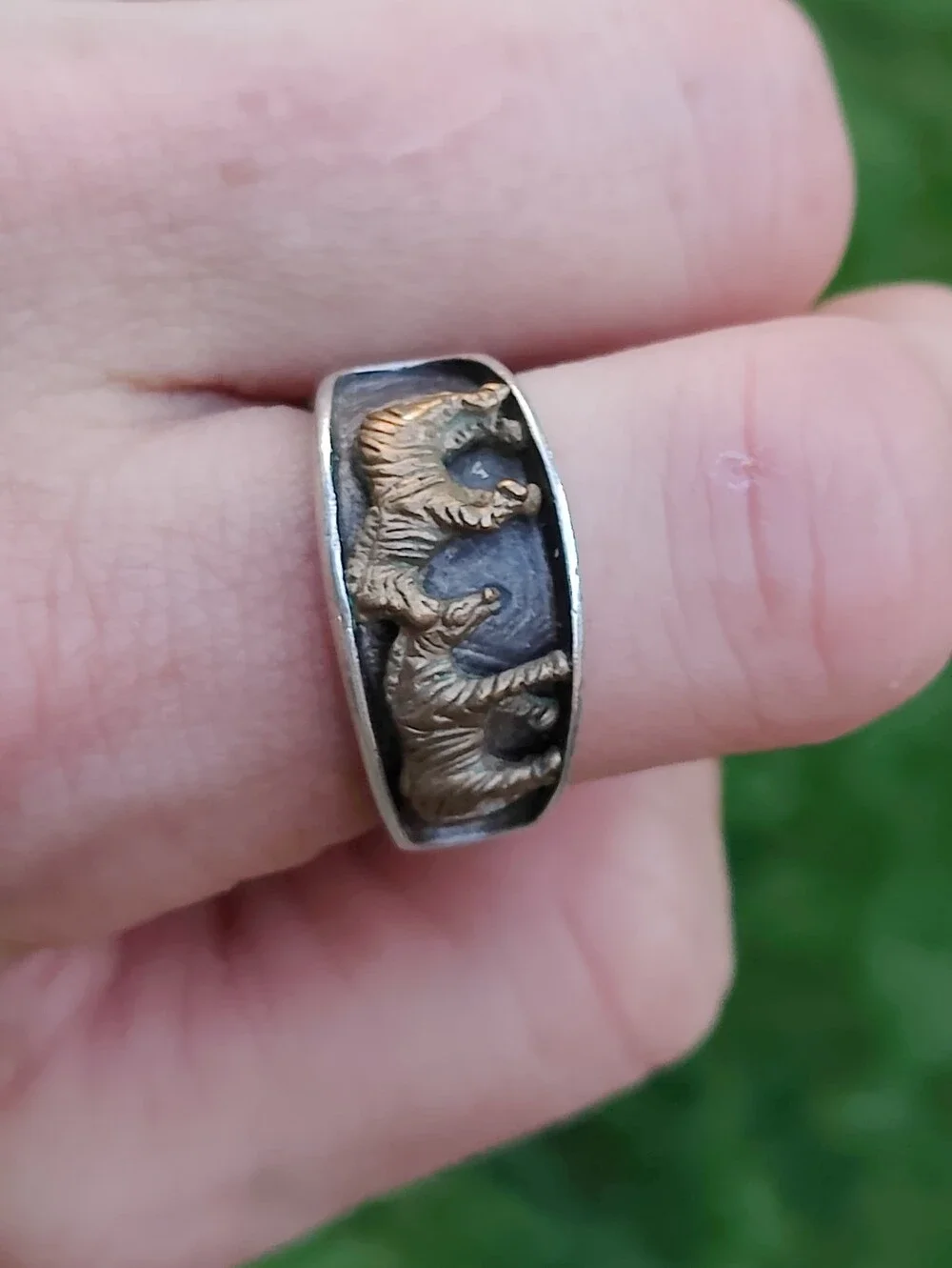 🦓 Navajo TED Ott sterling silver zebra ring